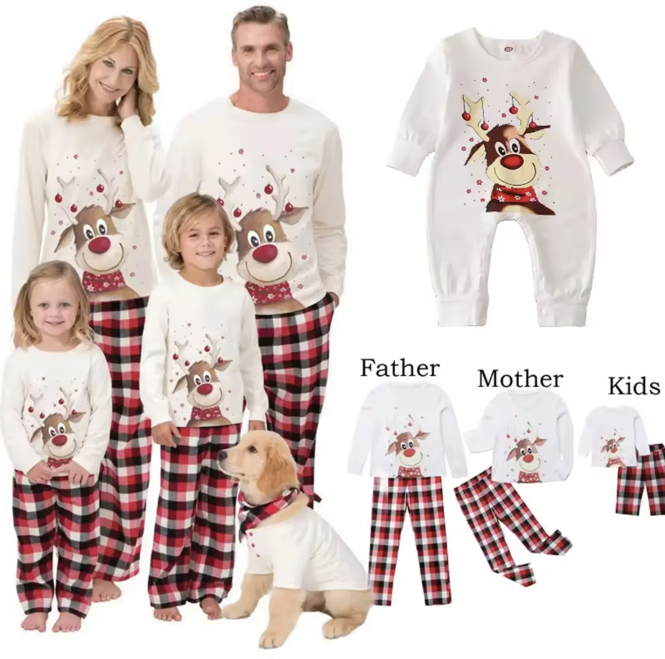 Family Matching Christmas Pajamas Sets Mother And Kids Pyjamas