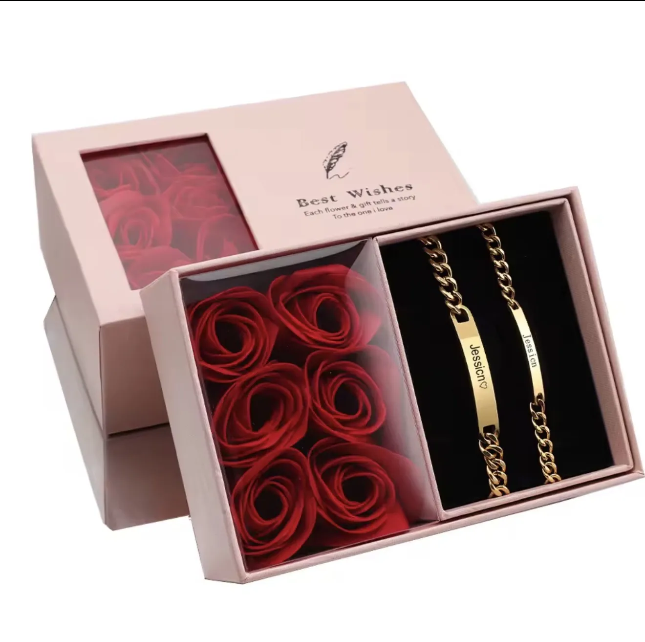 2pcs/set Custom name anniversary couple Bracelet titanium steel 18K gold plating high quality jewelry gift for men