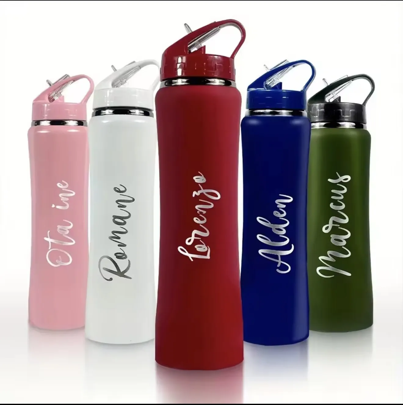 Personalized Insulated Stainless Steel Water Bottle with Straw - Engraved Fitness/Cycling Bottle, Perfect Gift for Men & Women